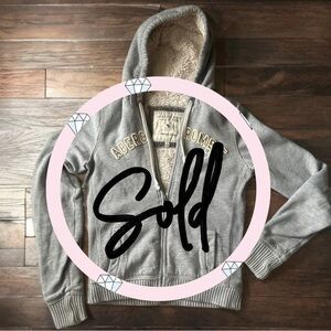 Vintage Abercrombie & Fitch Gray Hoodie with Cream Embroidery Rare y2K